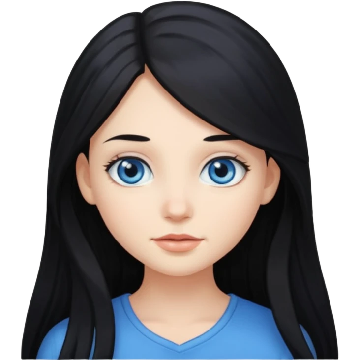 Emoji chica pelo largo negro ojos azules  emoji