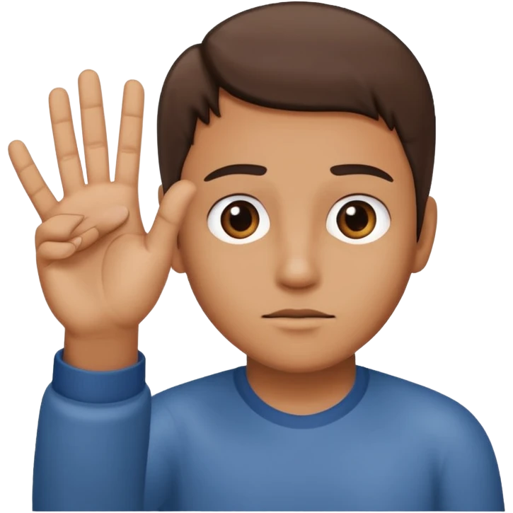 une main qui dit stop et on peut voir l'homme derriere emoji