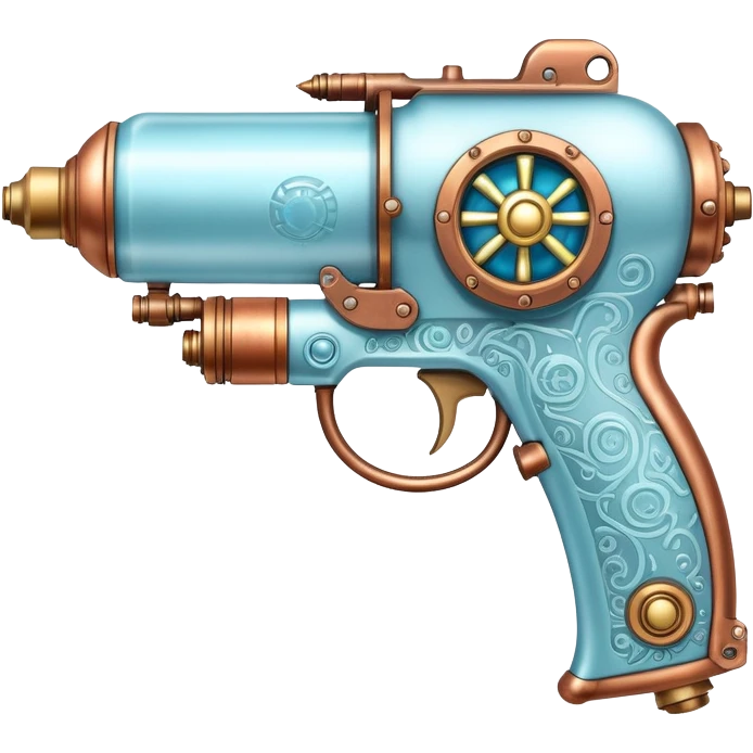 steampunk freeze raygun with brass and copper details and icy blue highlights emoji