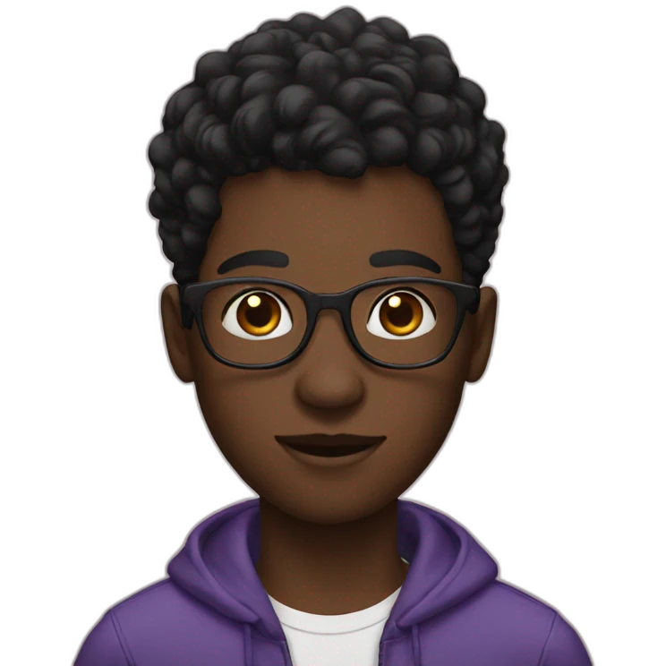 Black boy with low cut and glasses emoji