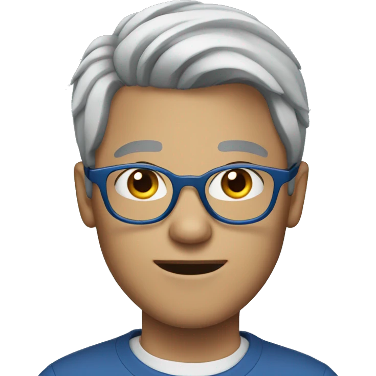 Young man with grey hair and blue glasses  emoji