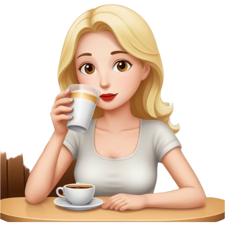 A woman drinking cafe emoji