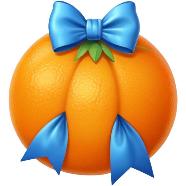 orange fruit wearing a blue bow emoji
