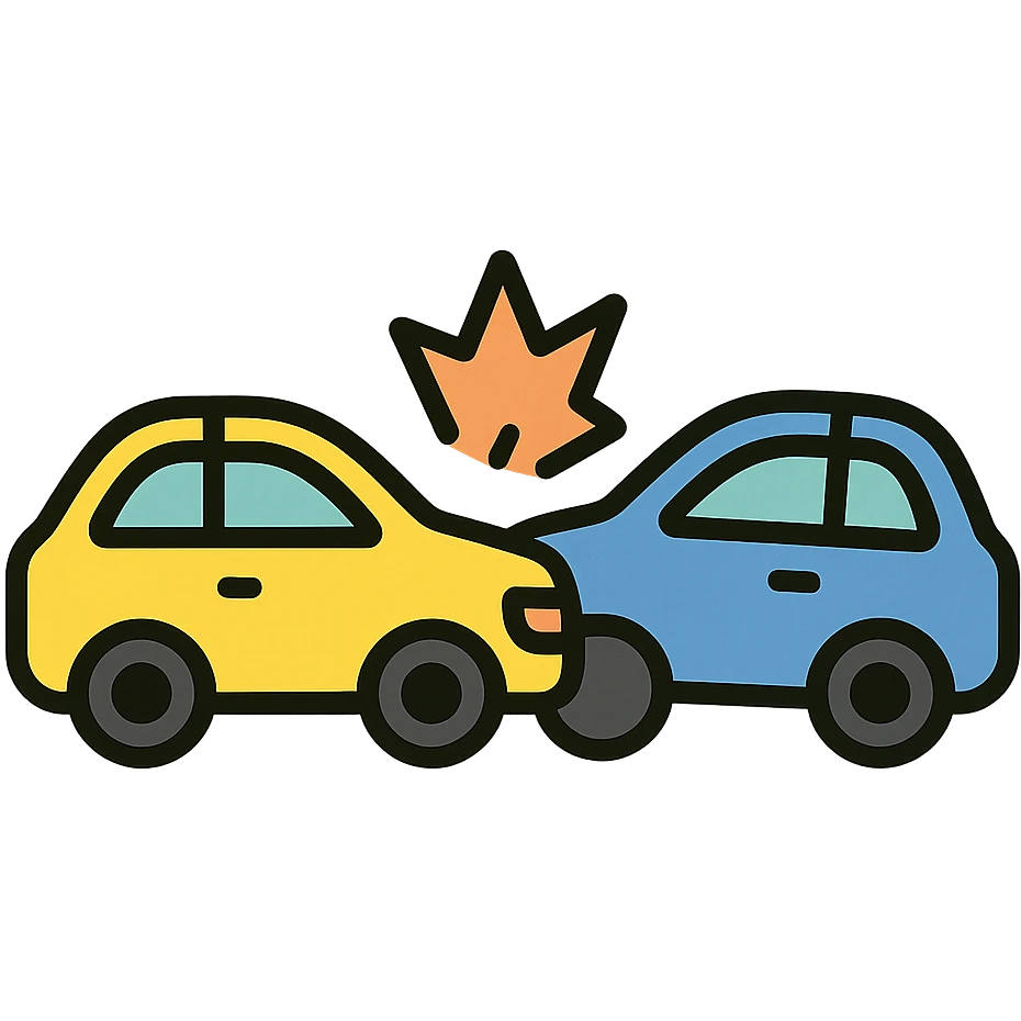 color outline icon of a car crash emoji