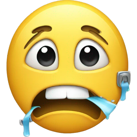 Crying emoji with zipper mouth opening emoji