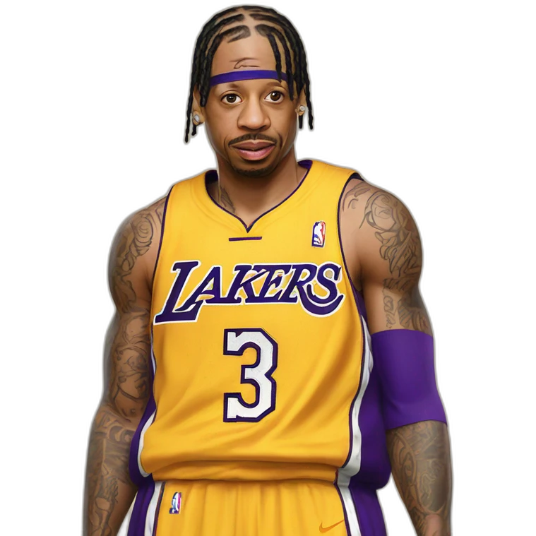 allen iverson wearing yellow lakers jersey emoji