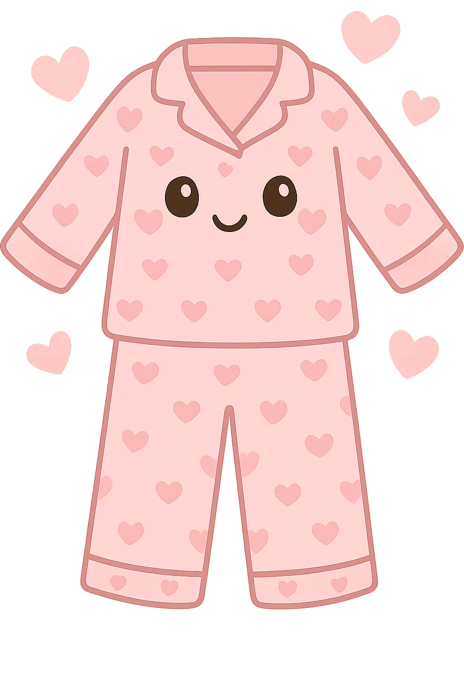 pink heart pajamas with a pattern of hearts and hearts surrounding it, playful and soft emoji