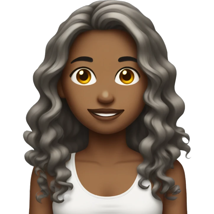 A girl with tank top with long wavy hair  emoji