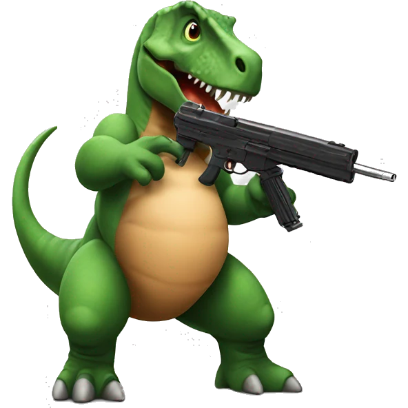 dinosaur with a gun emoji