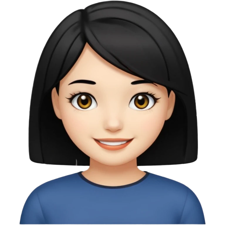 chica con pelo  negro y media melena y ojos negros emoji