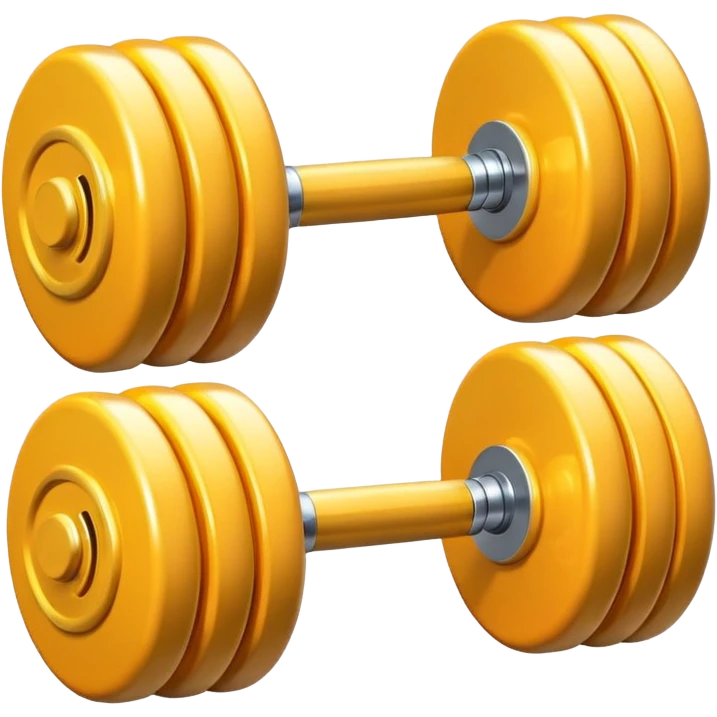 “3D glossy emoji of a dumbbell, bright colors, shiny plastic texture, soft reflections, cute rounded style, high detail, fitness icon, clean white background.” emoji