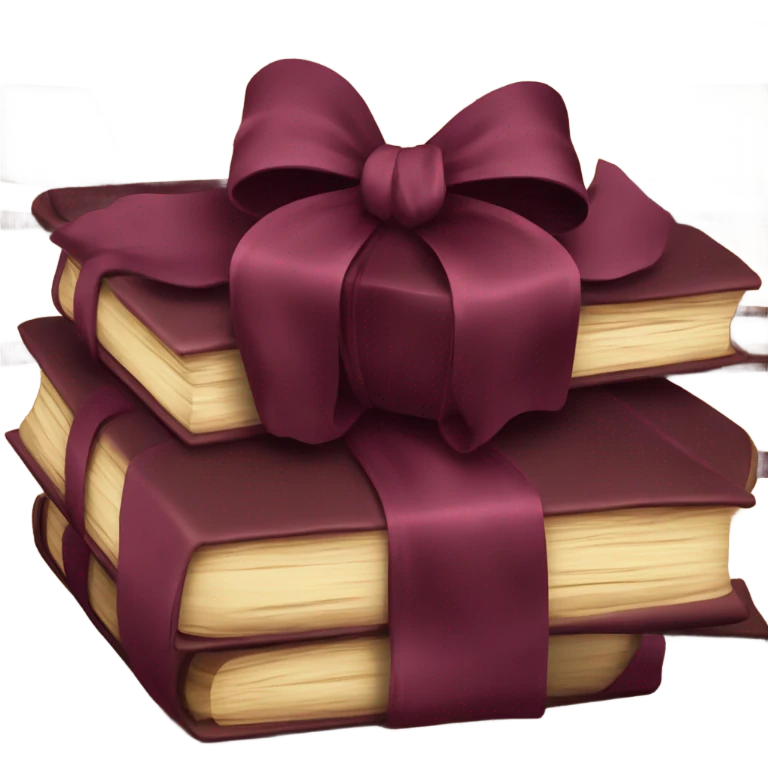 burgundy books stacked up and tied together by a burgundy bow emoji