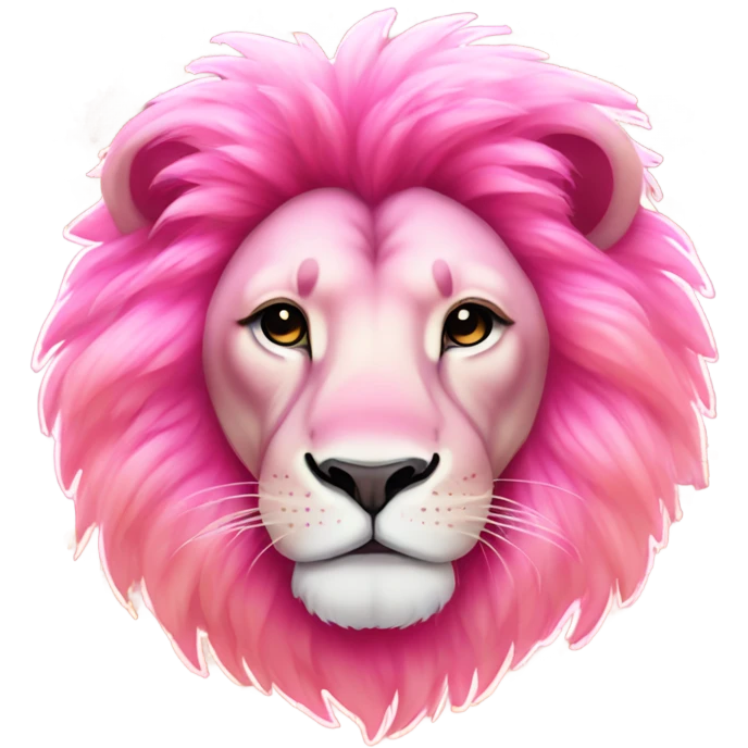 Pink ombre lion lying down with glitter emoji