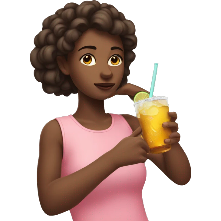 girl wirh drink and inrospective emoji