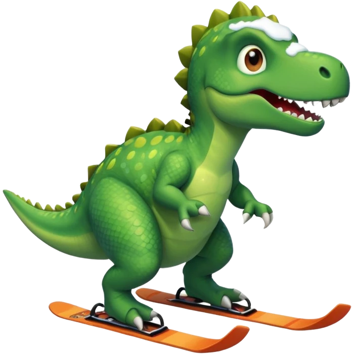 Dinosaur skiing emoji