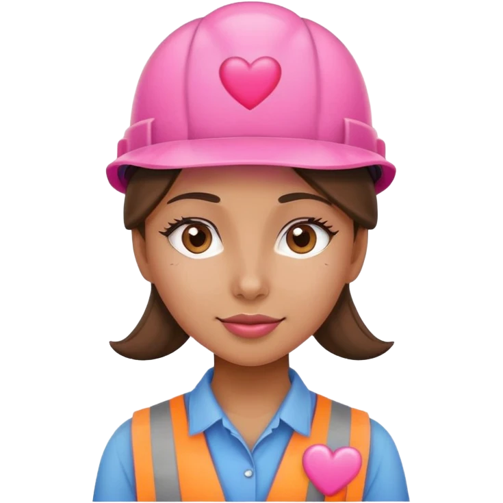Girl worker with pink heart hat emoji