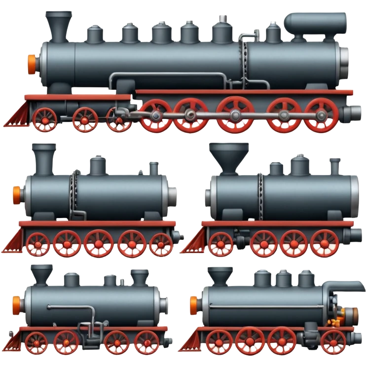 textile machines, locomotives emoji