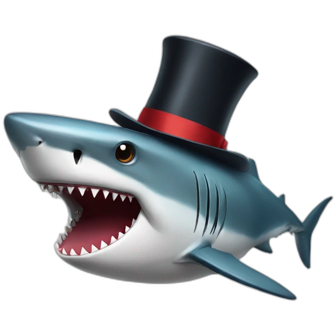 Shark with a top hat emoji