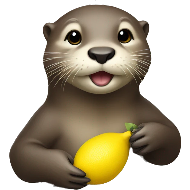 Otter holding a lemon emoji