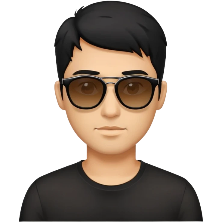 Man with sunglasses on his black hair wearing a  black shirt emoji