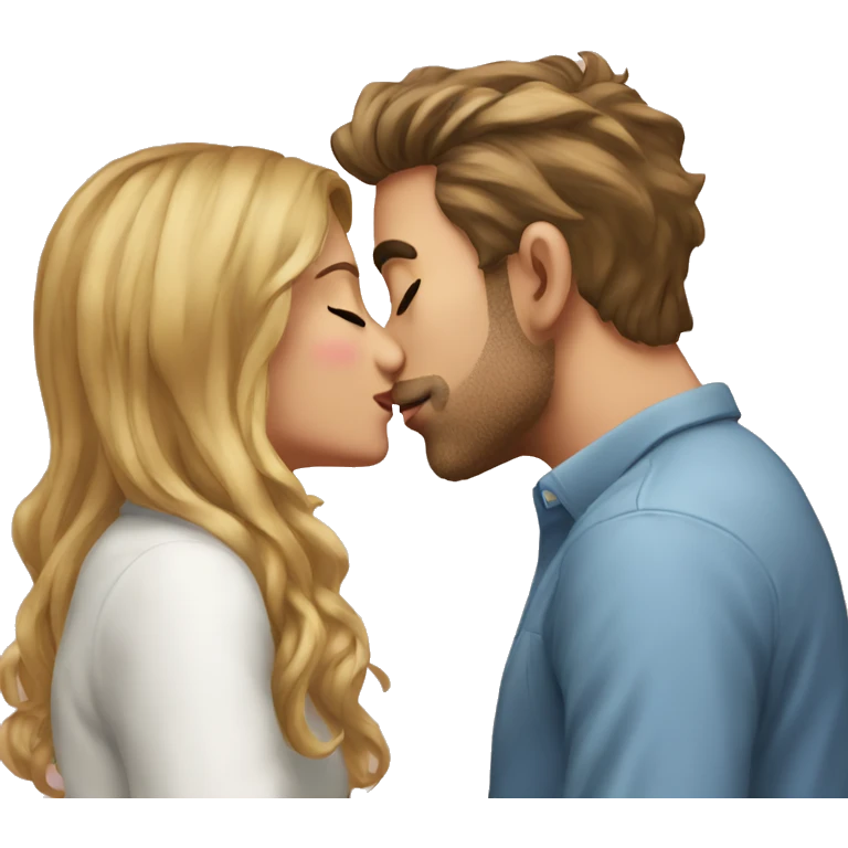 Beautiful girl kiss his boyfriend  emoji