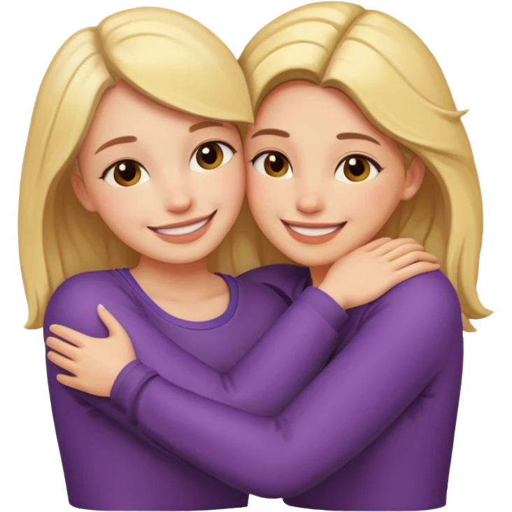 Two females hugging for comfort emoji