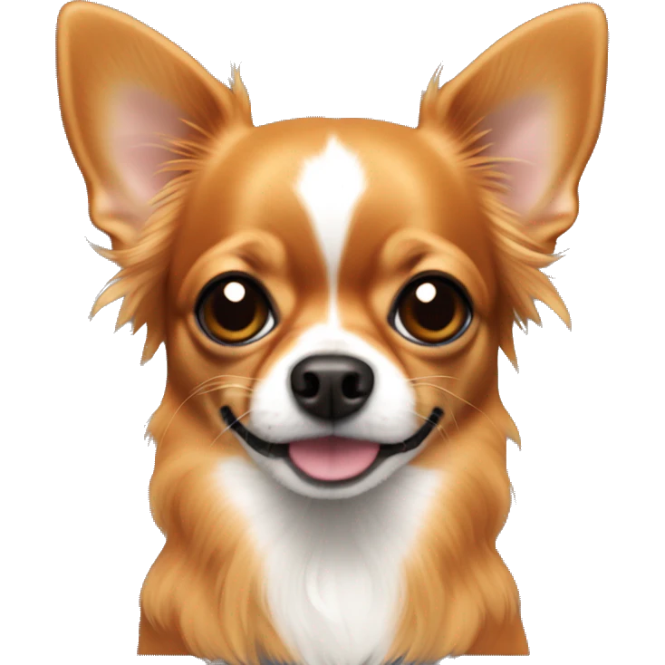 Dark orange long hair chihuahua with black mouth and ears. No white on head emoji