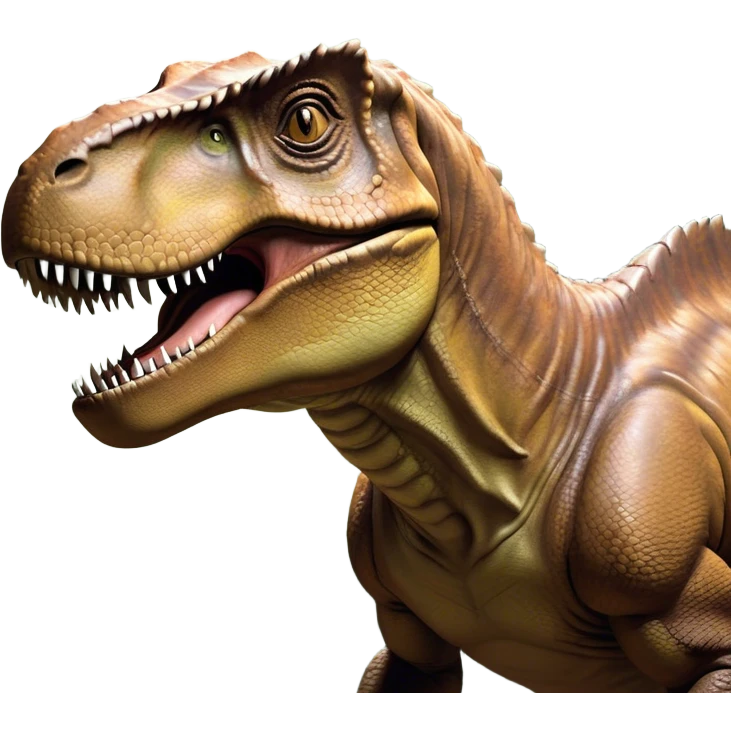 Beautiful and Majestic T-rex Portrait Emoji, Head and body resting peacefully with a serene, confident expression, showcasing its colossal, muscular form and a subtle, regal glint in its eyes, Simplified yet exquisitely endearing features, highly detailed, glowing with a soft, drowsy prehistoric light, high shine, relaxed and utterly majestic, stylized with an air of ancient splendor, soft glowing outline, capturing the essence of a beautiful and majestic T-rex that feels destined to become the next viral icon of awe-inspiring dinosaur beauty! emoji