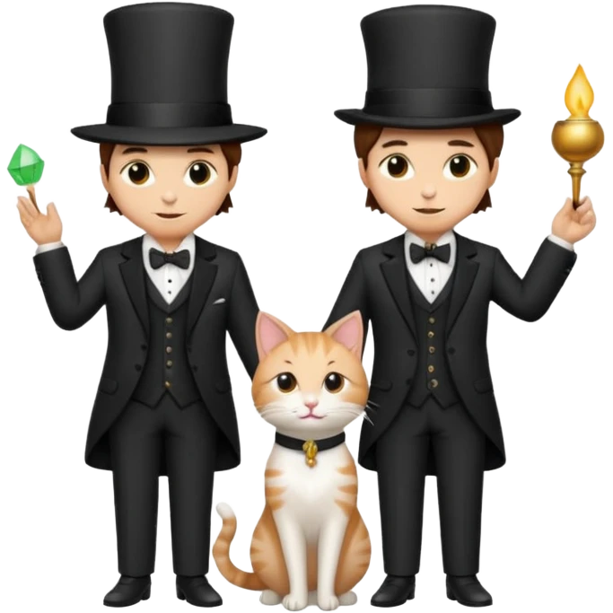magician couple and their pet cat emoji