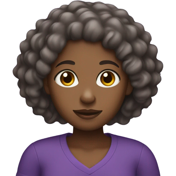 Black girl with curly hair in purple shirt emoji