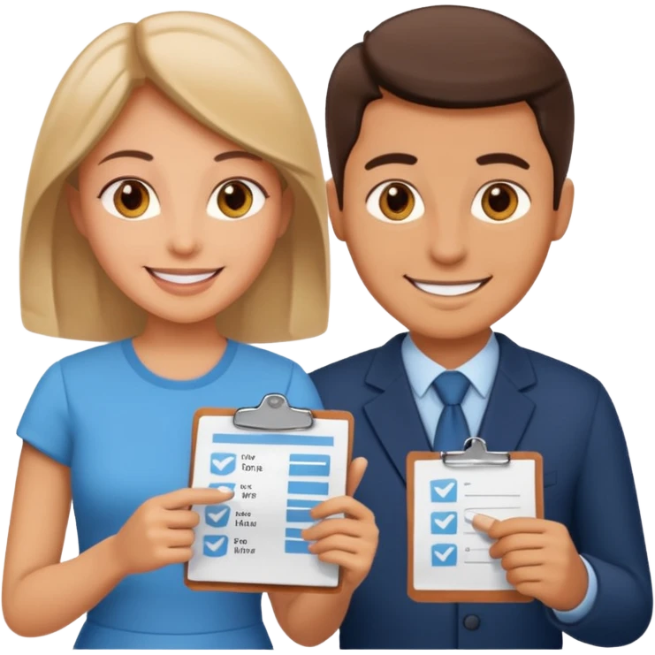 husband and wife avatars looking at the check list emoji