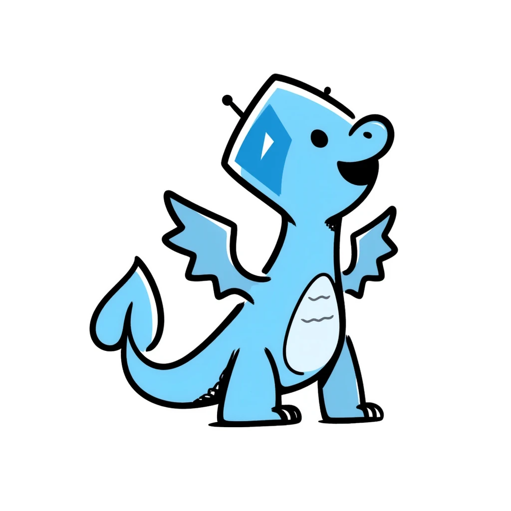 blue diamond dragon, hand drawn doodle style emoji