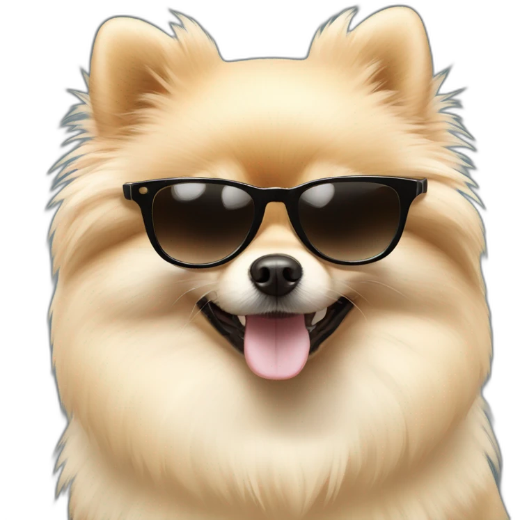 Cream color pomeranian in sunglasses emoji