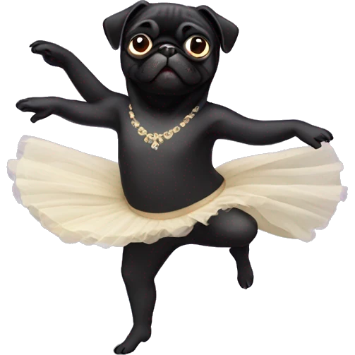 Male Black pug dancing ballet  emoji
