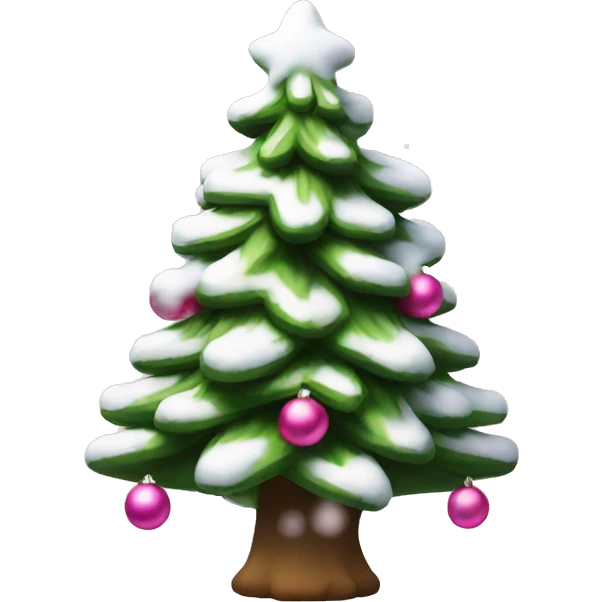 Christmas tree with white snow and pink ornaments  emoji