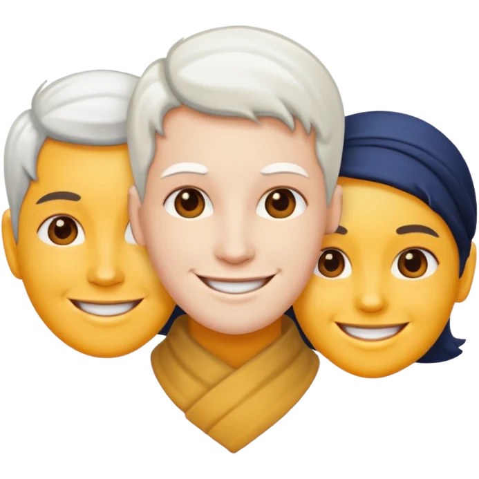 3 people, all white skin color next to each other emoji