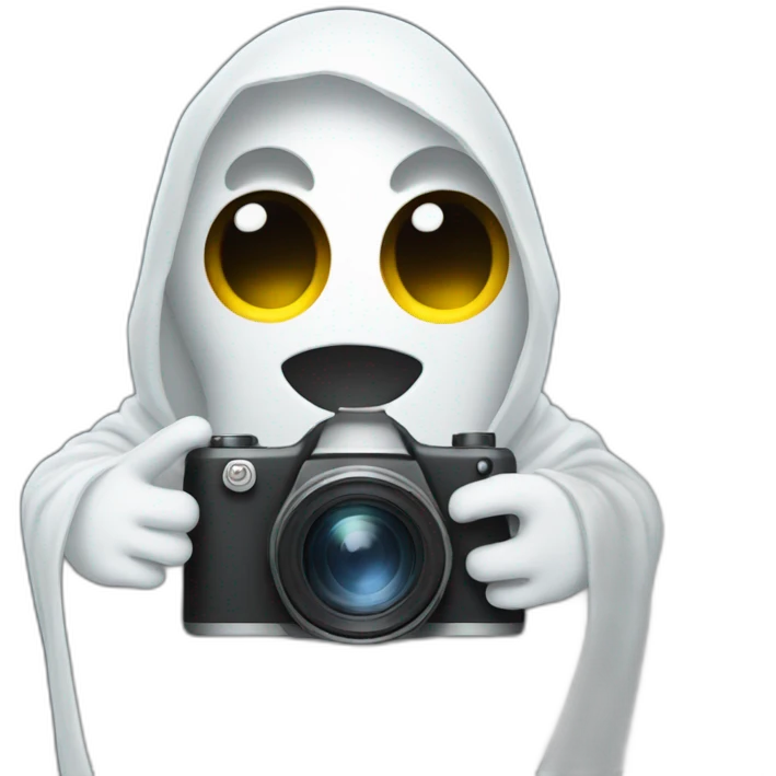 Ghost holding a camera emoji