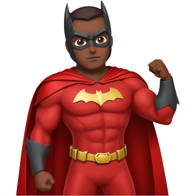 Batman wearing a red suit emoji