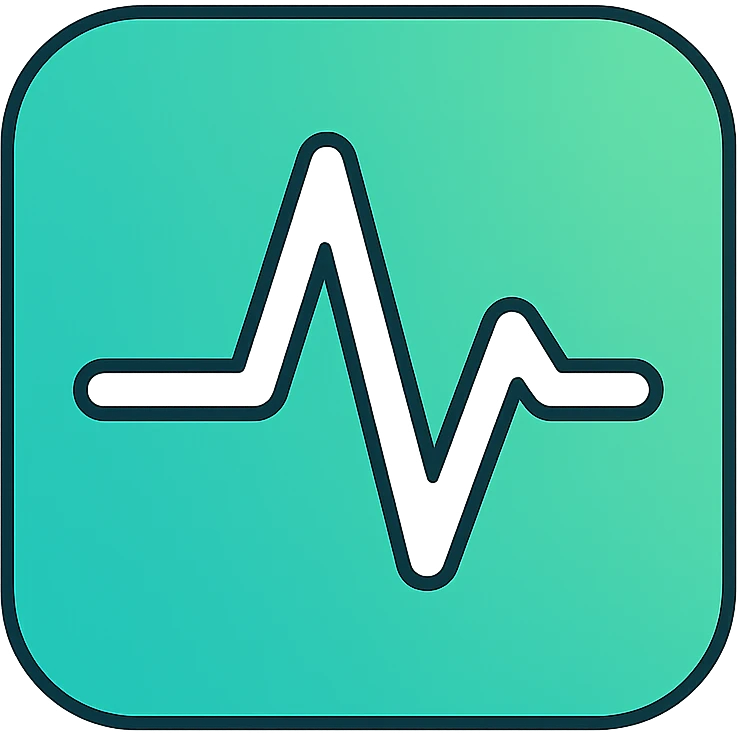 minimalist iOS app icon, professional medical style, heartbeat line graph ECG in crisp white, gradient background hospital green and white, clean, trustworthy, tech-inspired, subtle depth with soft shadows, iOS-flat-design, no text, single bold medical symbol centered emoji