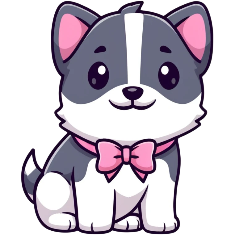 handsome dog with pink bow emoji