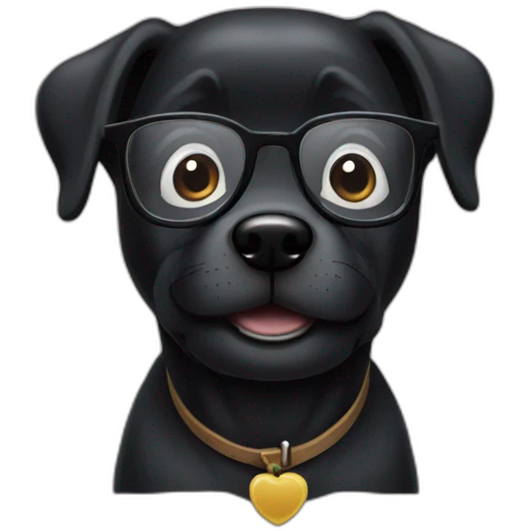 a black happy dog with glasses emoji