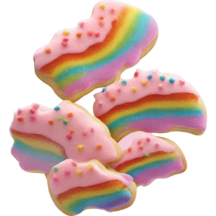 pink frosting rainbow sprinkled sugar cookie emoji