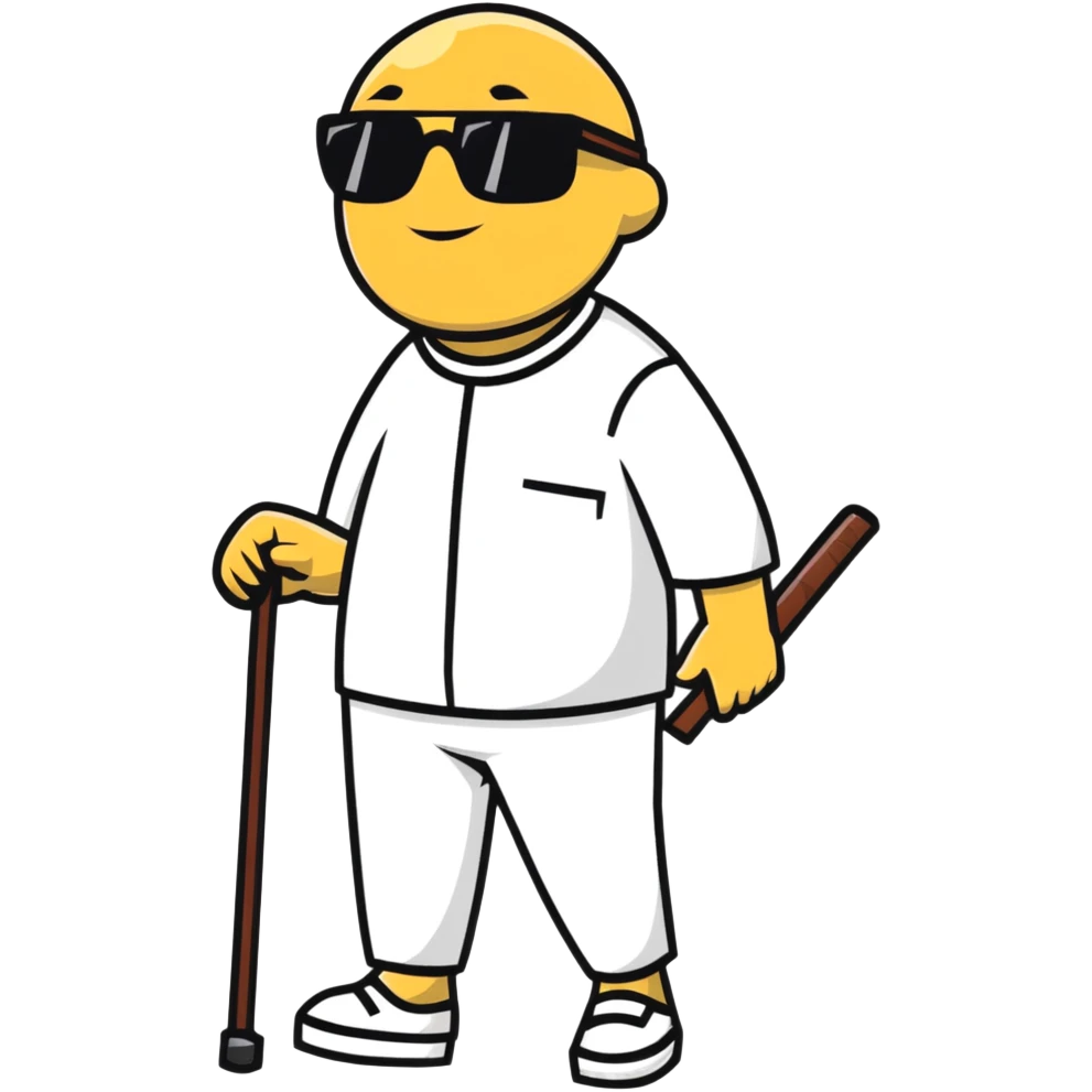blind man with sunglasses and a walking stick emoji