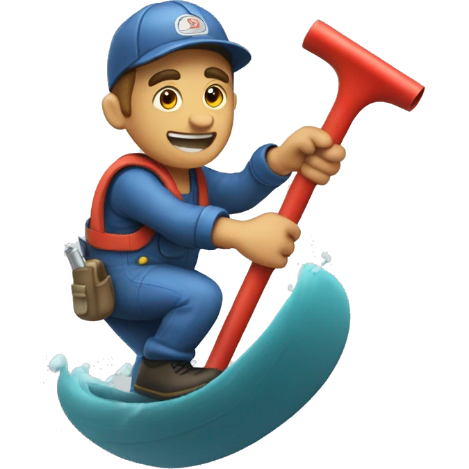 Plumber surfing on pipe emoji