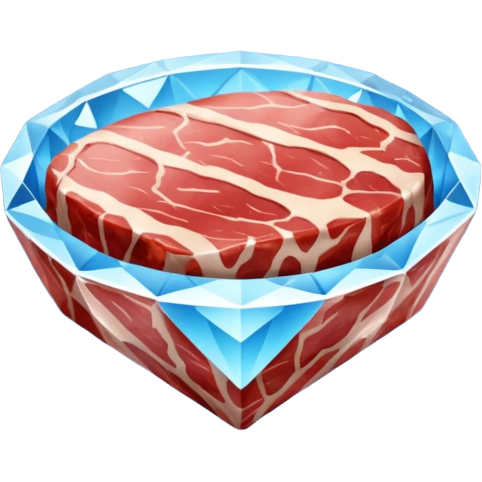 Meat with diamond textur and blue color emoji