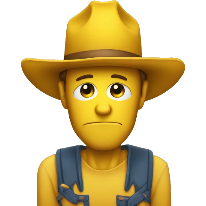 Sad cowboys yellow frowny face just head no nose  emoji