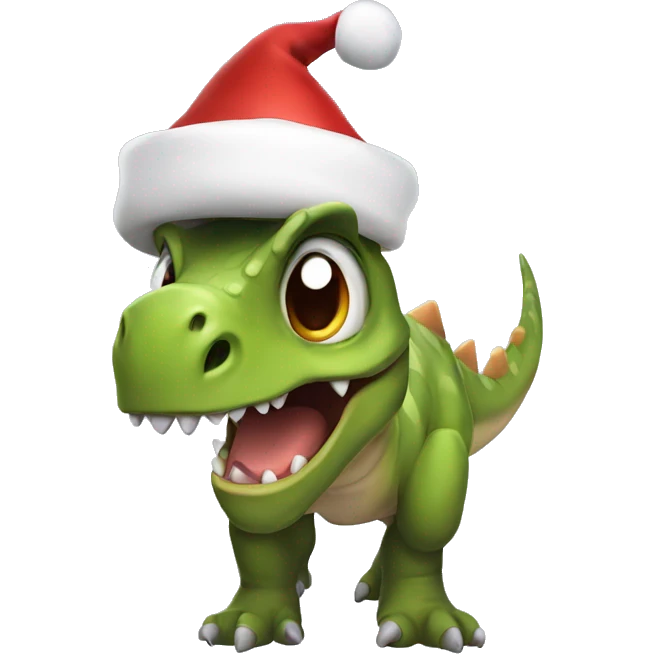 Dinosaur with a Santa hat emoji