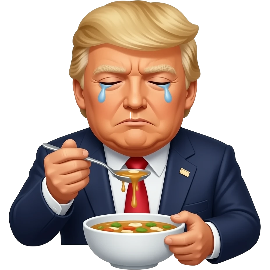 Donald trump so sad eating soup emoji