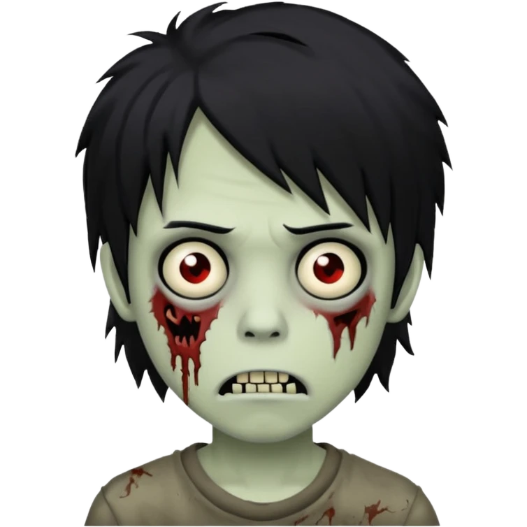 Boy, zombie, black hair, medium long, emo, shaggy, dark, spooky emoji