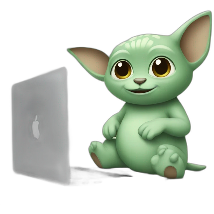 grogu with macbook emoji